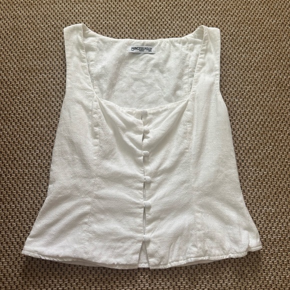Princess Polly Tops - Princess Polly Zenda Linen Blend Top Off White